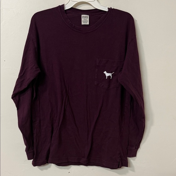 PINK Victoria's Secret Tops - PINK Victoria's Secret Burgundy Long Sleeve with Dog Logo
